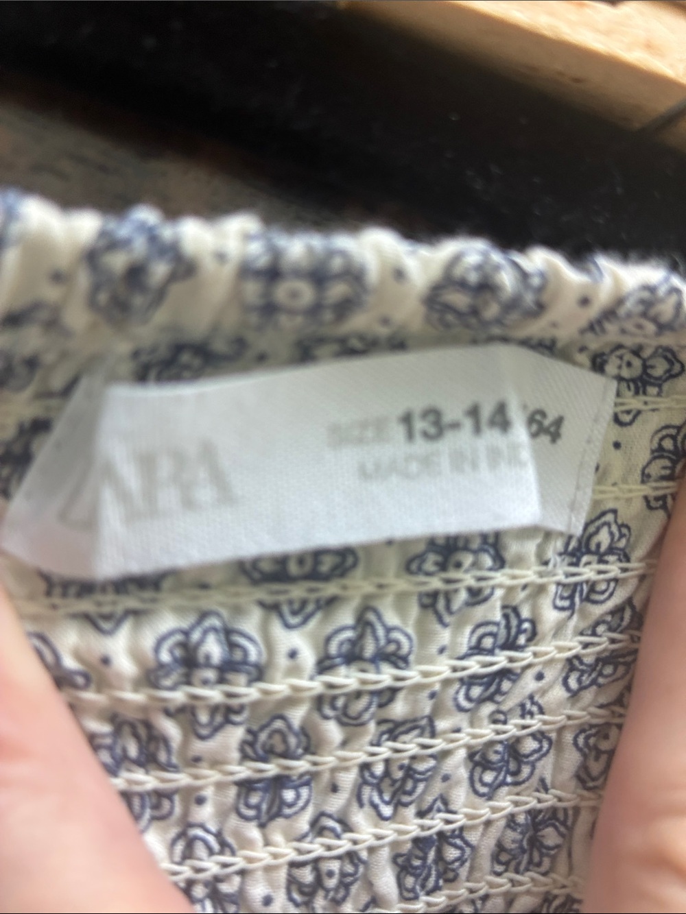Zara Boho Peasant Spaghetti Strap Smocked Dress Navy/white Size 13 jr ot Petite - Picture 5 of 8